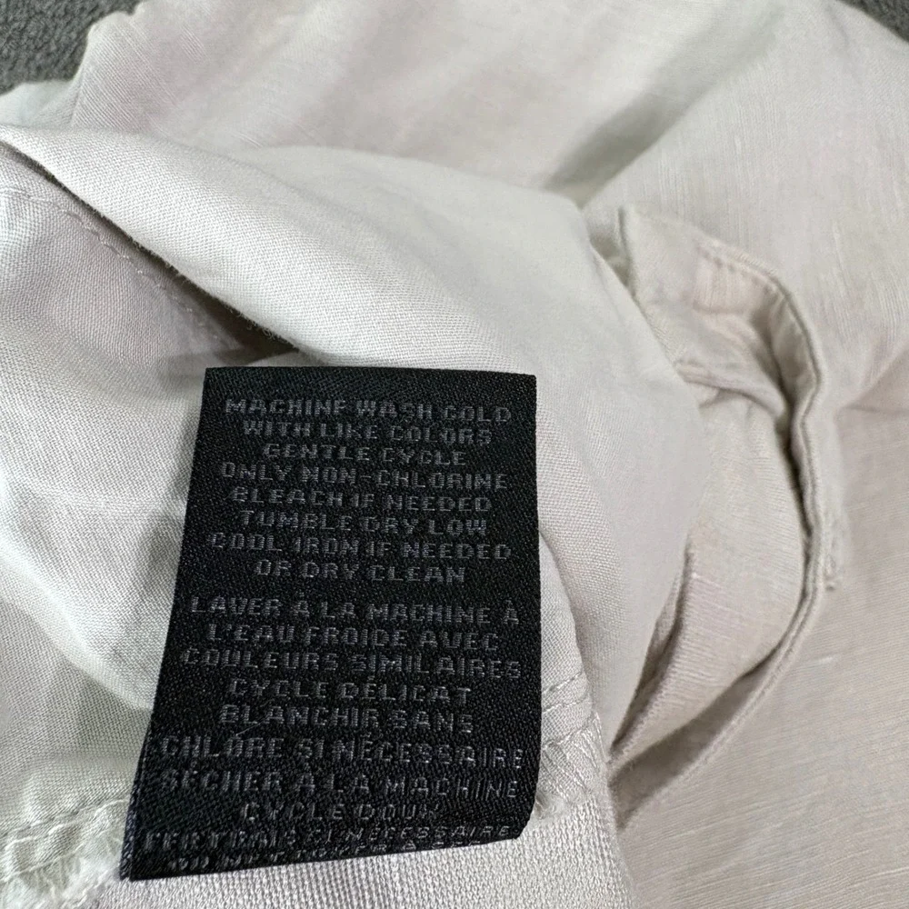 Magaschoni Pants Mens 30 Beige Linen Viscose Blend Tapered Casual Slacks Casual